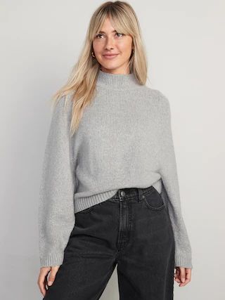 Melange Cozy Mock-Neck Sweater for Women | Old Navy (US)