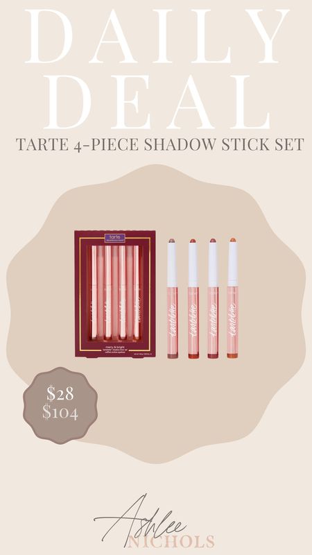 Daily deal - Tarte 4-piece shadow stick set! 
Tarte, on sale, Tarte shadow set, Tarte finds, Tarte on sale, Tarte finds, Tarte beauty 

#LTKsalealert #LTKbeauty #LTKfindsunder50