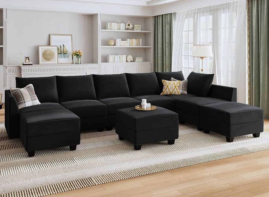HONBAY Modular Sectional Sofa Set Oversized U Shaped Couch with Storage Ottoman Convertible Sleep... | Amazon (US)