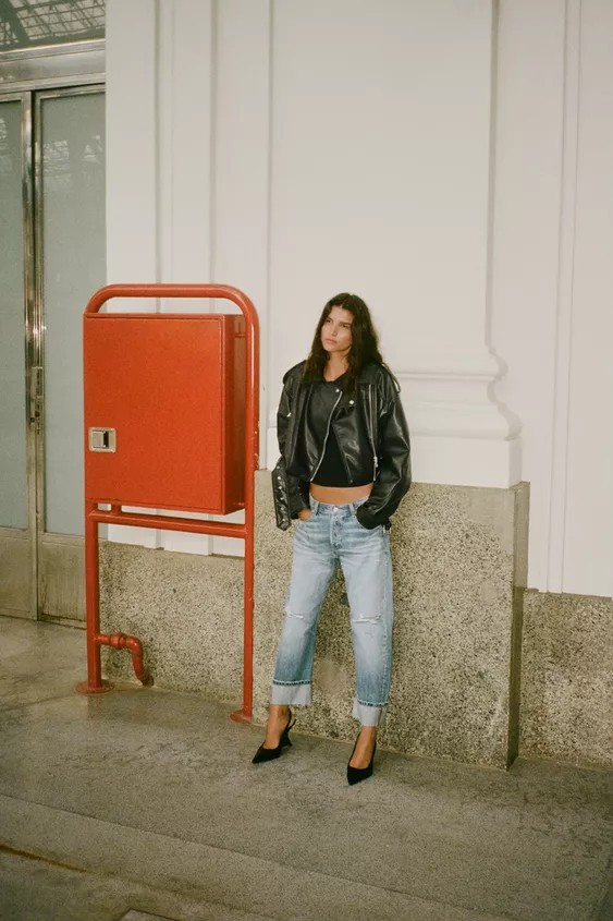 FAUX LEATHER CROP BIKER JACKET | Zara US