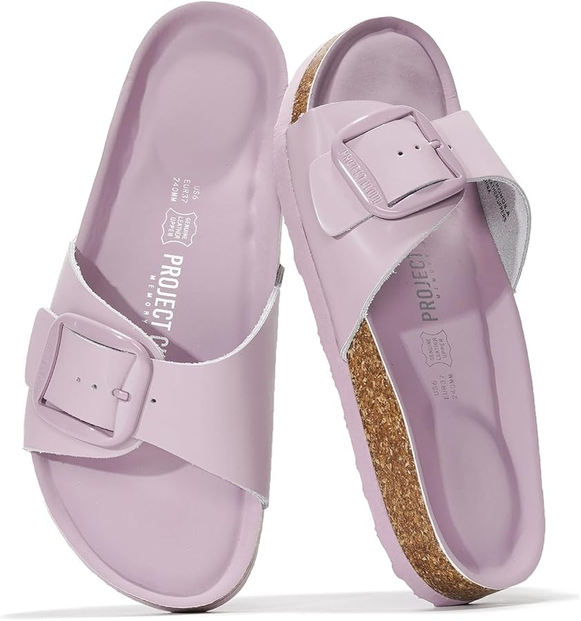 Amazon.com | Project Cloud 100% Genuine Leather Sandals Women Dressy Beach Essentials Slides for ... | Amazon (US)