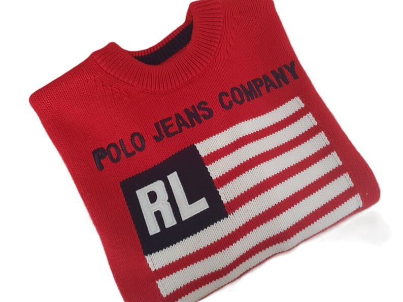 Vintage Ralph Lauren Polo Jeans Pullover Red Sweater , USA Flag  Blue Red White , July 4th , Wome... | Etsy (US)