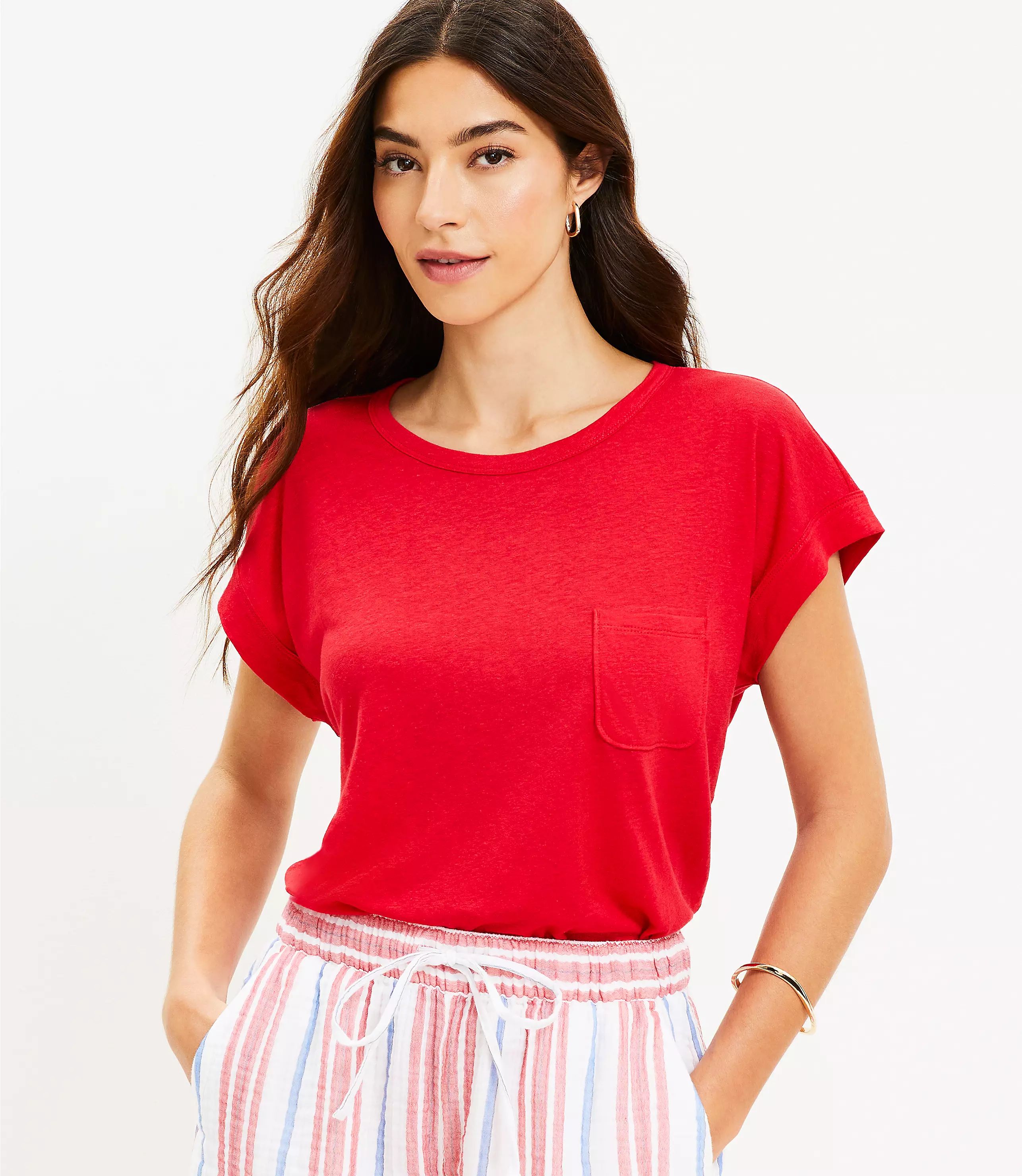 Linen Blend Pocket Tee | LOFT