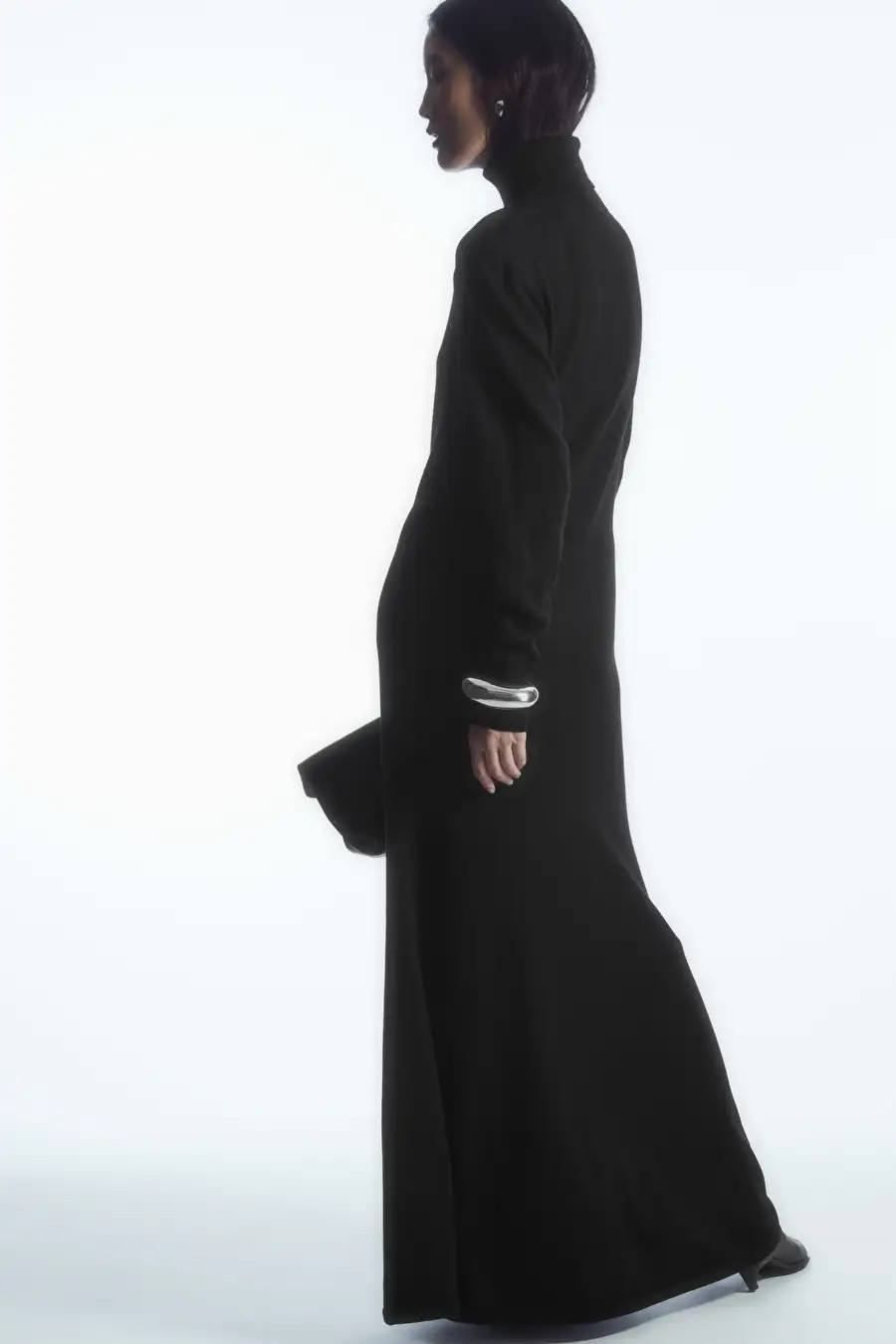 POWER-SHOULDER MERINO WOOL MAXI DRESS - BLACK - Dresses - COS | COS (US)