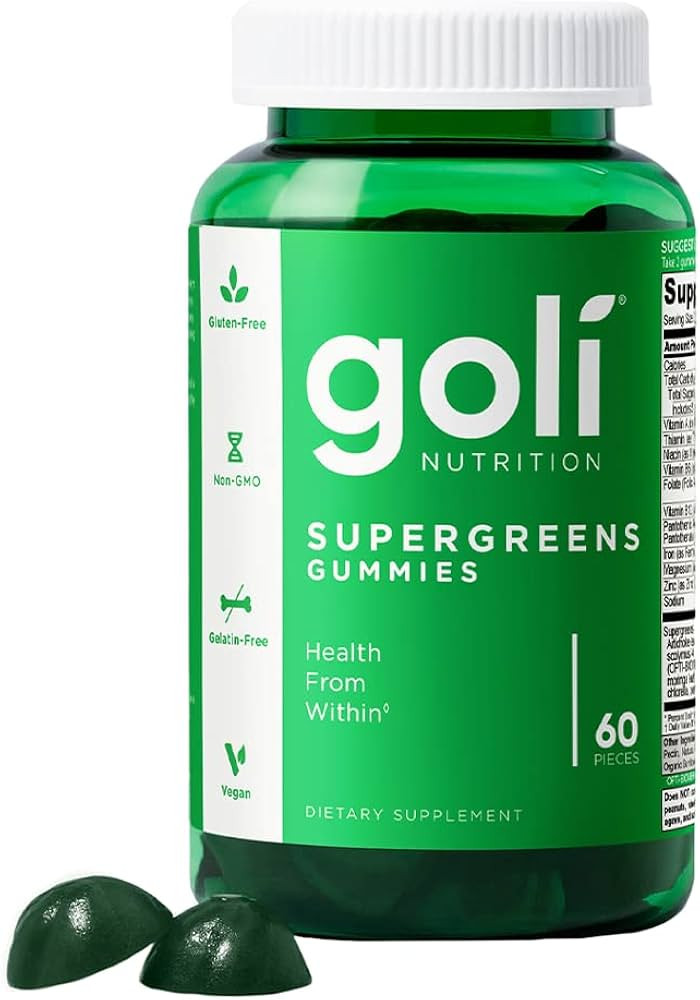 Goli SuperGreen Gummy Vitamin - 60 Count - Essential Vitamins and Minerals - Plant-Based, Vegan, ... | Amazon (US)