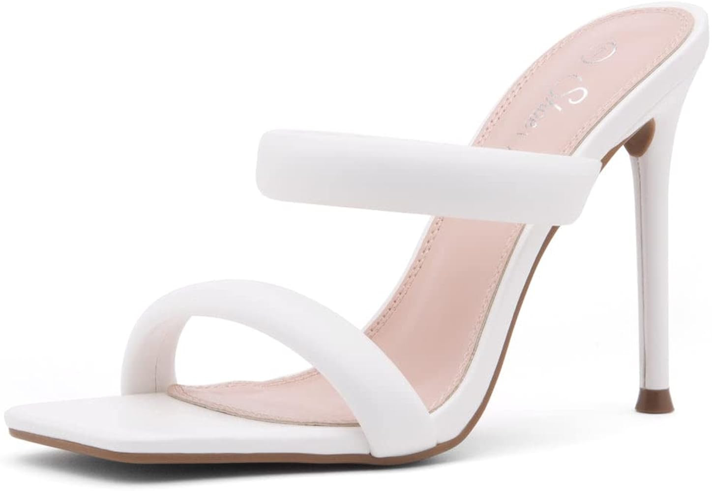 Shoe Land Reegan Women’s Two Strap Open Toe Slip on High Heeled Mule Slide Sandals | Amazon (US)