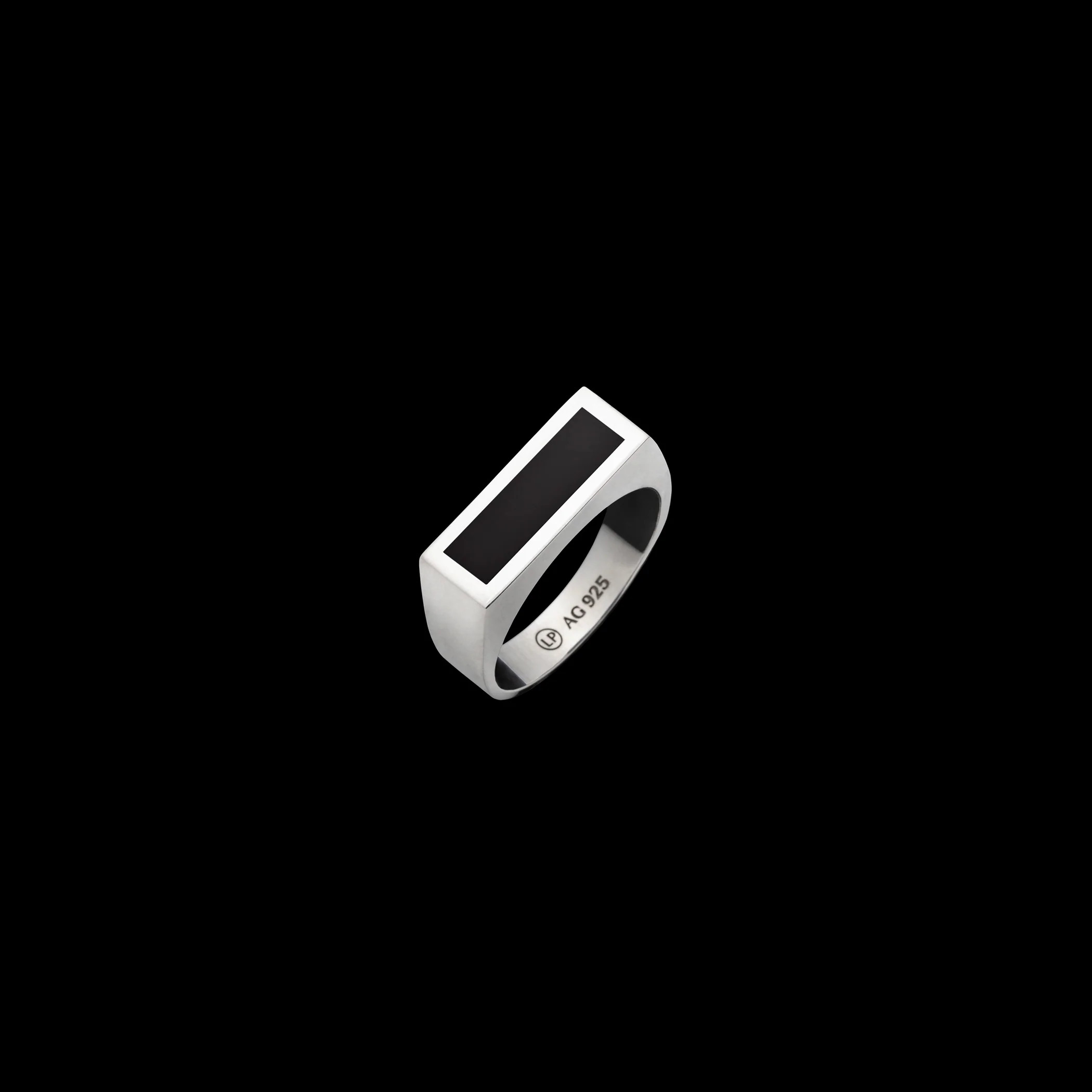 Rectangle Black Onyx Ring - Sterling Silver - Polished | LOUPN