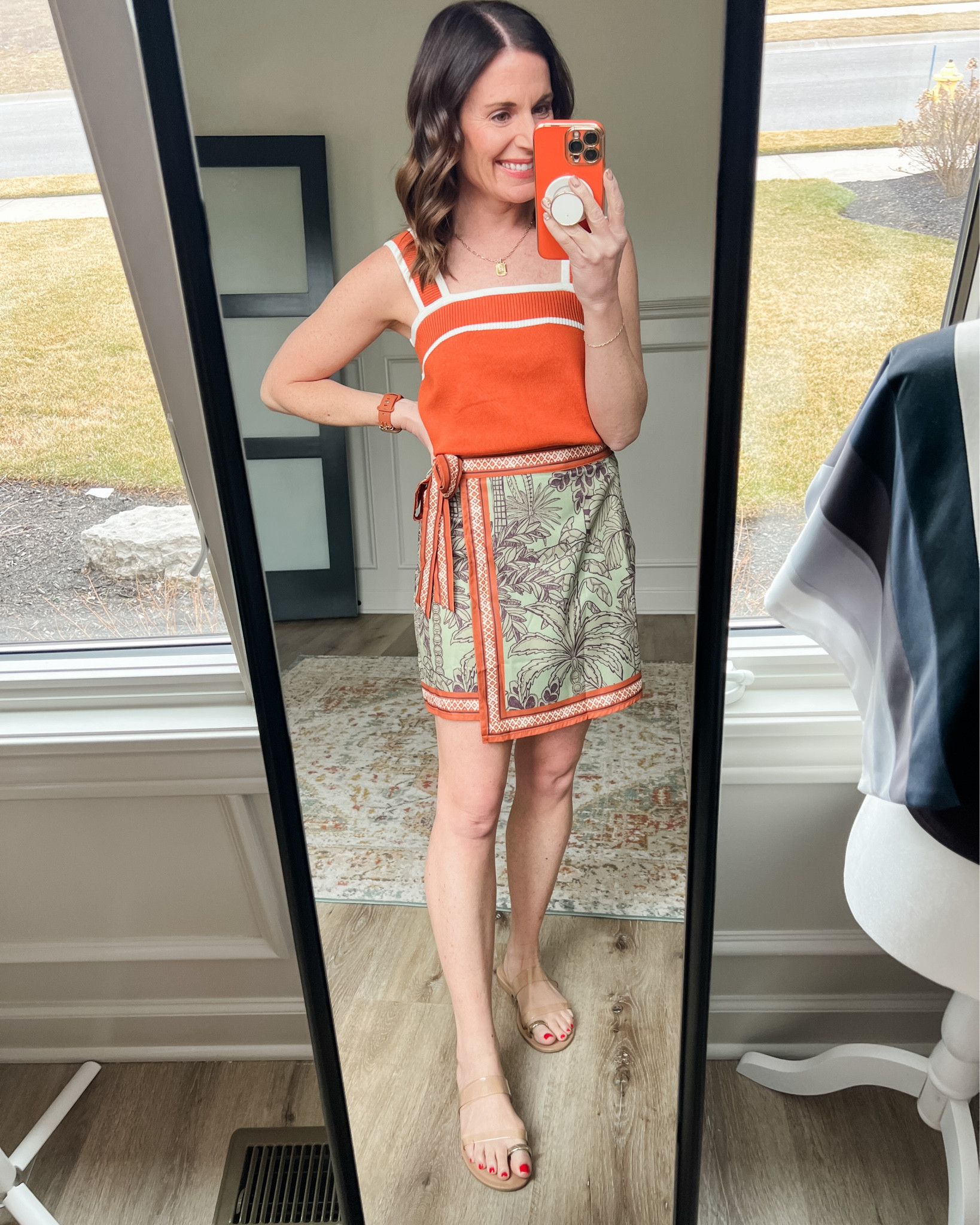 Skirt: XS
Top: Small
Jacket: XXS 

#LTKPetite