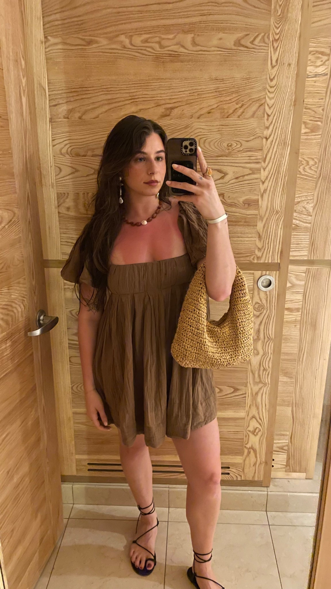 Dress is free people from last year but linked similar, bag is mango last year! 