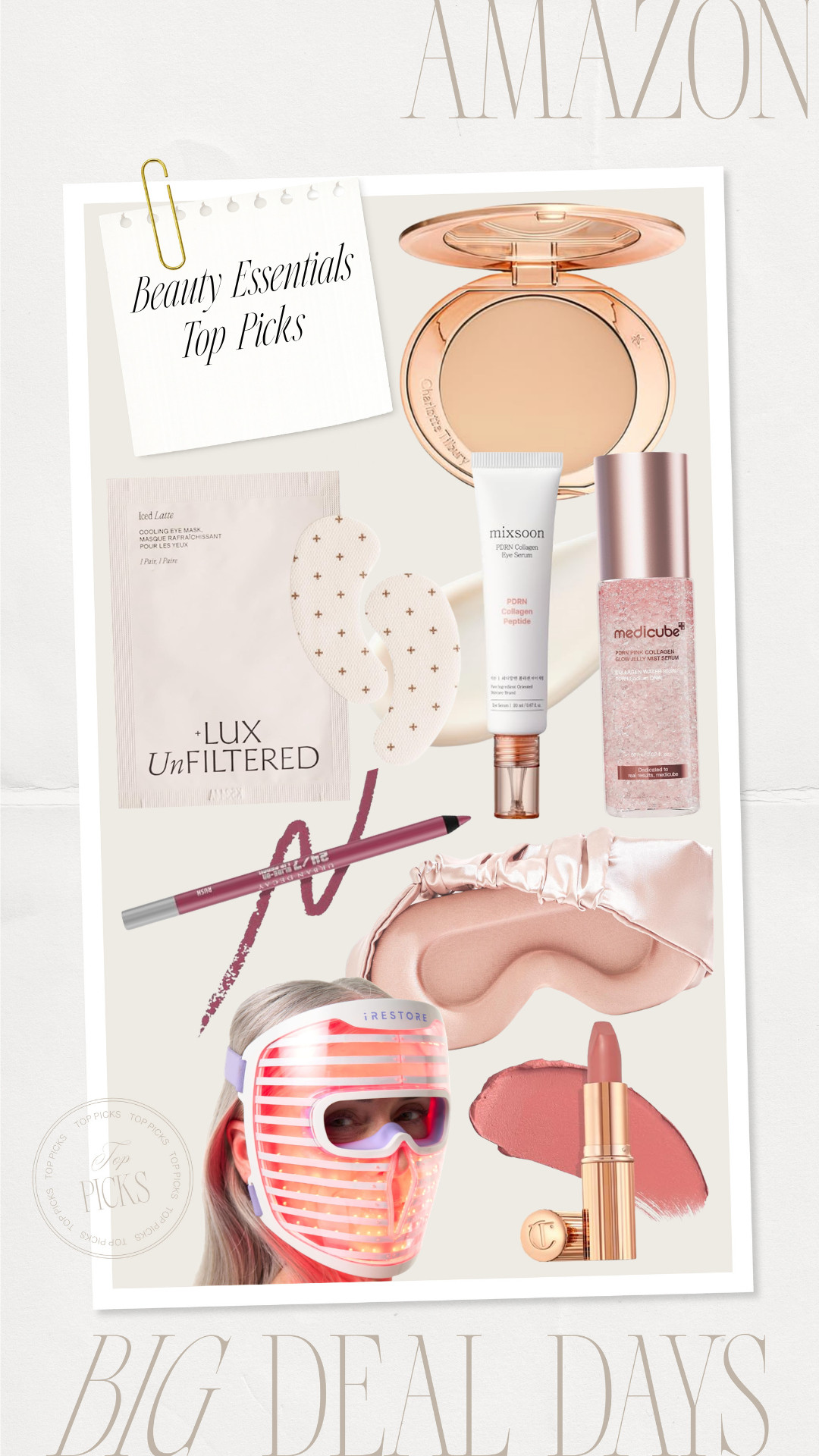 Sharing my top beauty finds on sale now with Amazon Big Deal Days!

beauty essentials, skin care, red light therapy mask, under eye patches, lipstick, lip color, satin eye mask, sleep mask, lip liner, setting powder, collagen serum, face serum, jelly serum, makeup 

 #LTKgrwm #LTKSaleAlert #LTKBeauty
