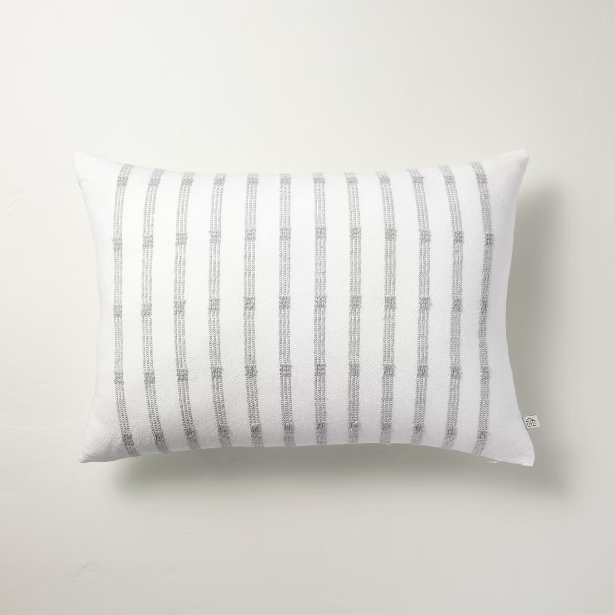 14"x20" Textured Rail Stripe Lumbar Throw Pillow Cream/Light Gray - Hearth & Hand™ with Magnoli... | Target