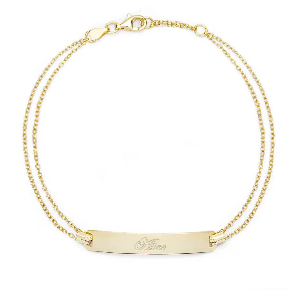 Engravable Name Bar Gold Plated Bracelet | Eve's Addiction Jewelry