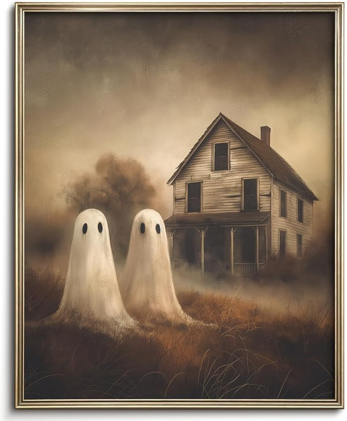 Vodefoad Retro Cute Ghost Decor Halloween Painting Spooky Silhouette Ghosts Haunted House Art Vic... | Amazon (US)