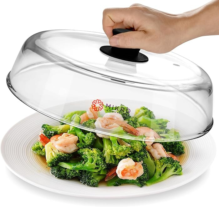Glass Microwave splatter cover for food plate - Sturdy Borosilicate glass splatter guard with ven... | Amazon (US)