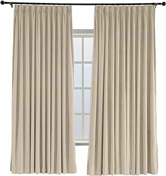 TWOPAGES 52 W x 84 L Pinch Pleat Room Darkening Velvet Curtain Drapery Panel for Traverse Rod or ... | Amazon (US)
