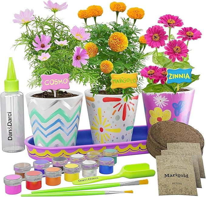 Amazon.com: Paint & Plant Stoneware Flower Gardening Kit - Gifts for Girls & Boys Ages 4-12 - Kid... | Amazon (US)