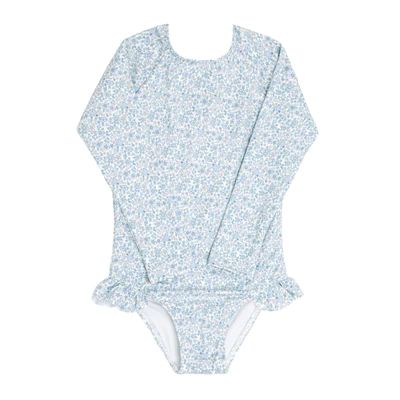 girls slate floral rashguard one piece | minnow