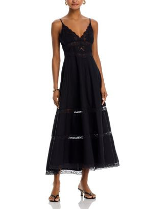 LoveShackFancy Catryn Scalloped V Neck Midi Dress  | Bloomingdale's Women | Bloomingdale's (US)