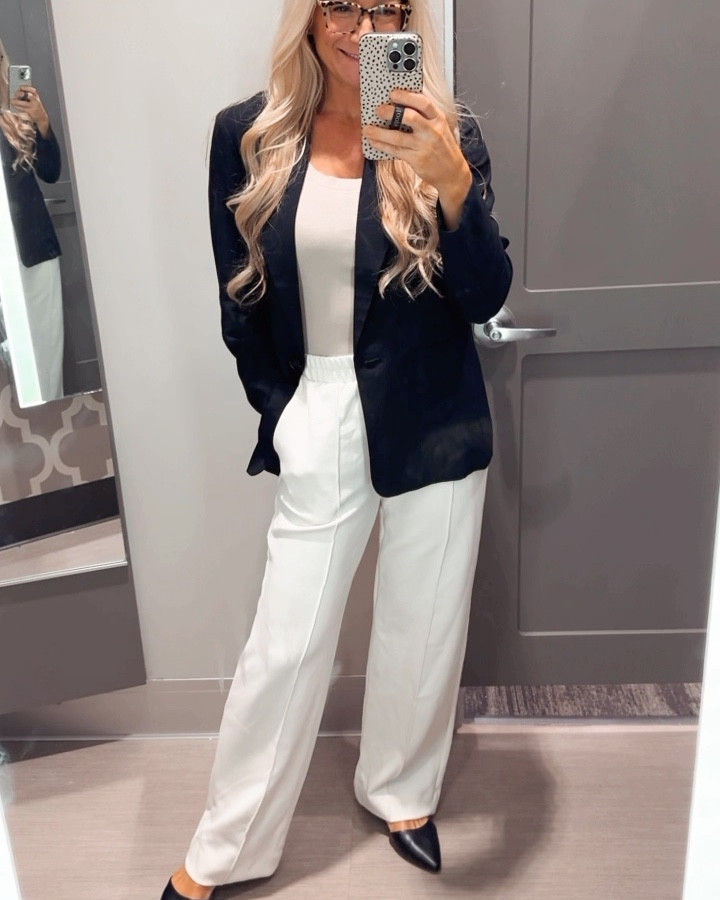 Chic fashion meets comfort. These stretchy pants look just like slacks but feel like sweats. They have pockets and an elastic waistband, no buttons, no zipper, just comfort. Paired with a single button blazer and you’re set for your workday. Perfect work outfit, teacher outfit, office outfit, back to school clothes. Workwear.

#LTKStyleTip #LTKWorkwear #LTKFindsUnder50