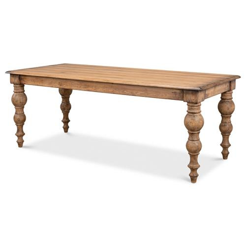 Ethan French Country Natural Reclaimed Pine Wood Rectangular Dining Table - 84"W | Kathy Kuo Home