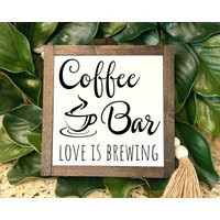 Coffee Bar Sign, Signs For Kitchen, Lover Gift, Wood Wooden Decor, Small Sign | Etsy (US)