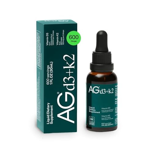 AG1 Vitamin D3 K2 Drops, 1000IU of Vitamin D3 and 100mcg of K2 per Serving, Supports Bone Density and Calcium Absorption (Athletic Greens) | Amazon (US)
