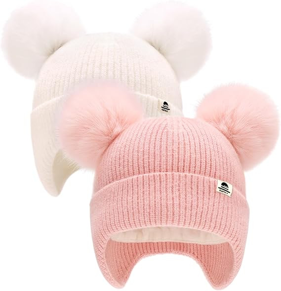 FURTALK Baby Toddler Winter Hat Pom Pom Beanie Girls Boys with Fleece Lined Kids Warm Cap | Amazon (US)
