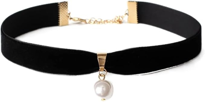 Acedre Black Choker Velvet Chokers Pearl Pendant Necklace Jewelry for Women and Girls | Amazon (US)