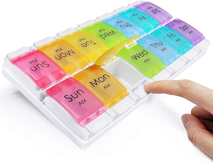 MOLN HYMY Large Pill Organizer 2 Times a Day, AM PM Pill Box 7 Day Twice Daily, 14 Dividers Vitam... | Amazon (US)
