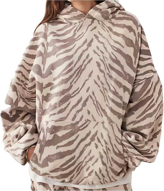 Y2K Striped Leopard Pullover Hoodie Women Fall Grunge Oversized Streetwear | Amazon (US)