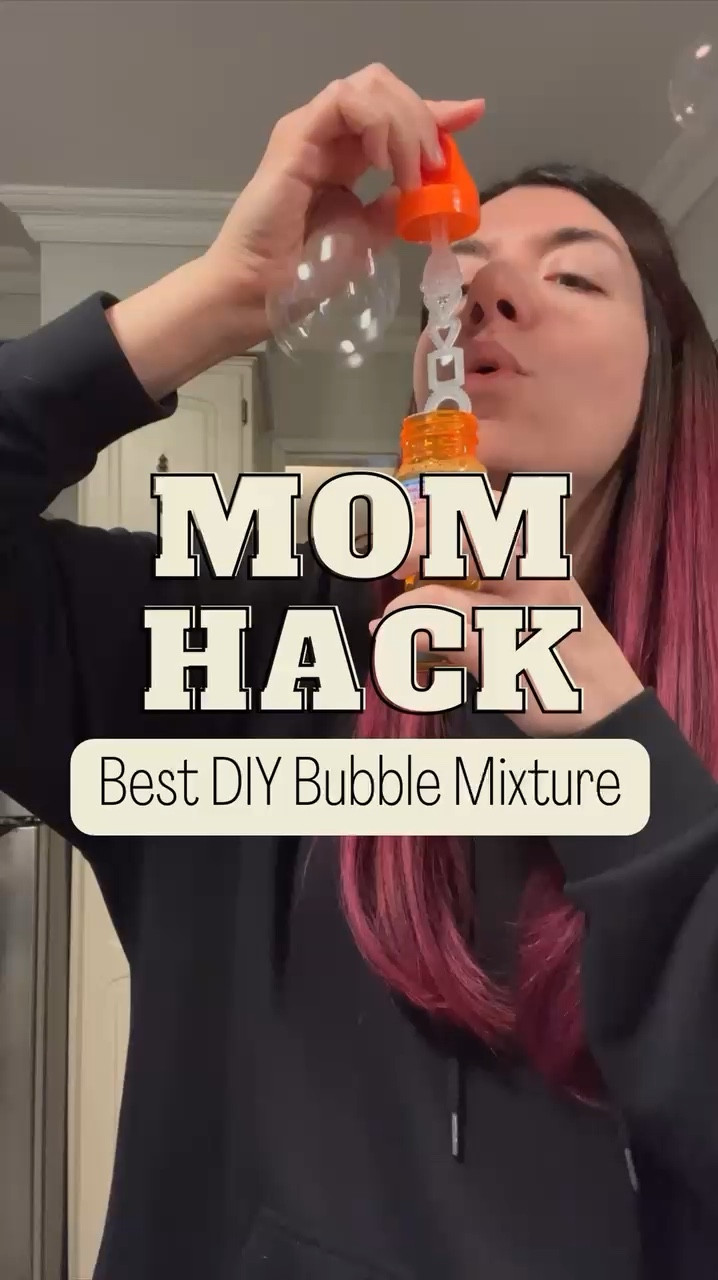 Hands down the BEST recipe for making bubbles at home! They fly super high, are durable, and are cheap and easy to make! 🥳

If your bubble mixture runs out, here’s how you’re gonna refill it:
🫧 splash of Dawn dish soap
🫧 splash of corn syrup
🫧 fill rest of container with water
🫧 gently mix
AND THAT’S IT!!!

#LTKfamily #LTKkids #LTKfindsunder50
