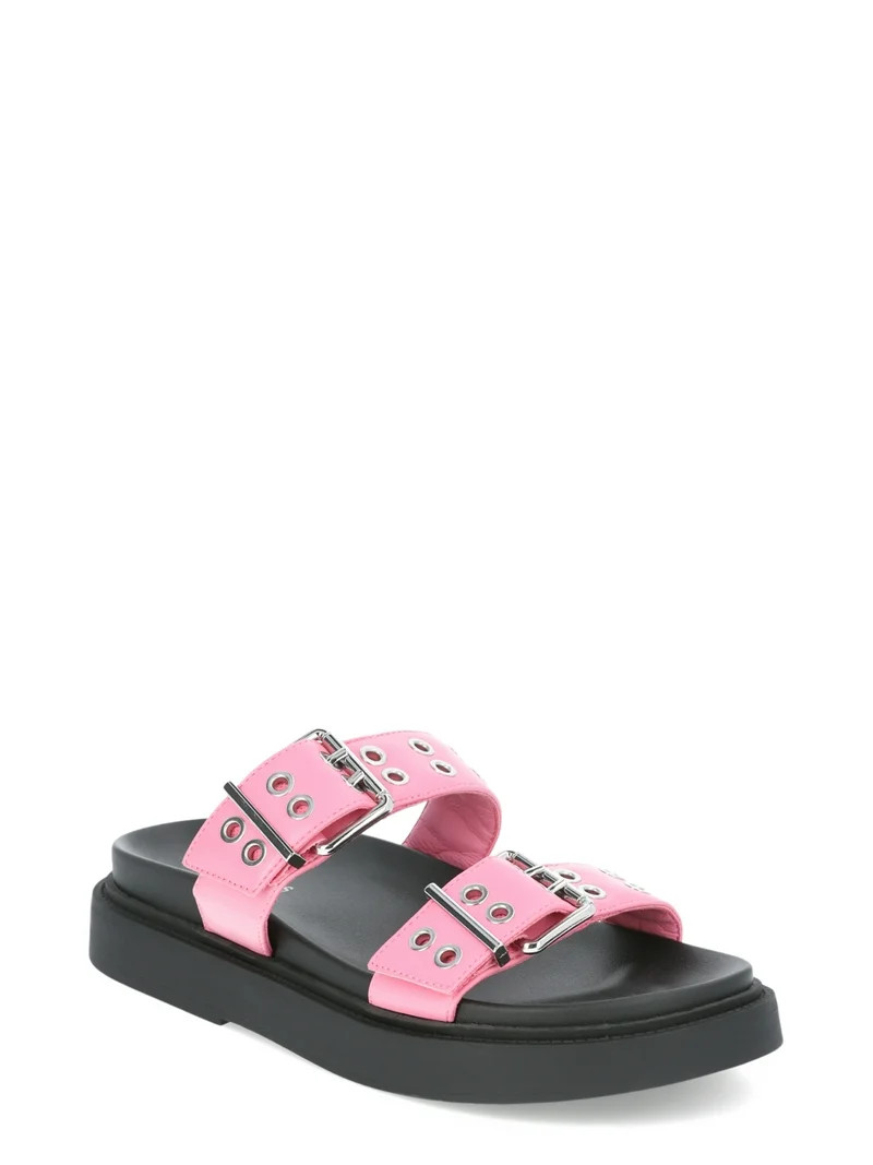 No Boundaries Women's Buckle Slide Sandals - Walmart.com | Walmart (US)