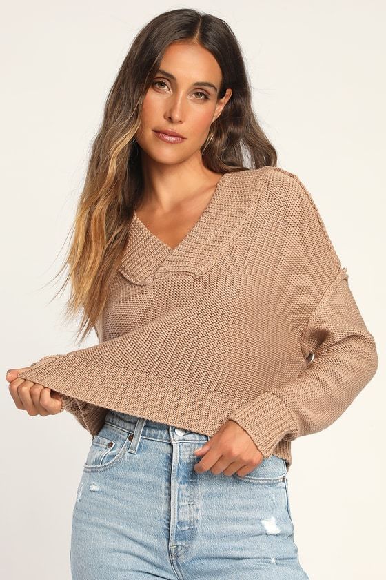 Cozy to Me Light Brown Knit Hooded Pullover Sweater | Lulus (US)