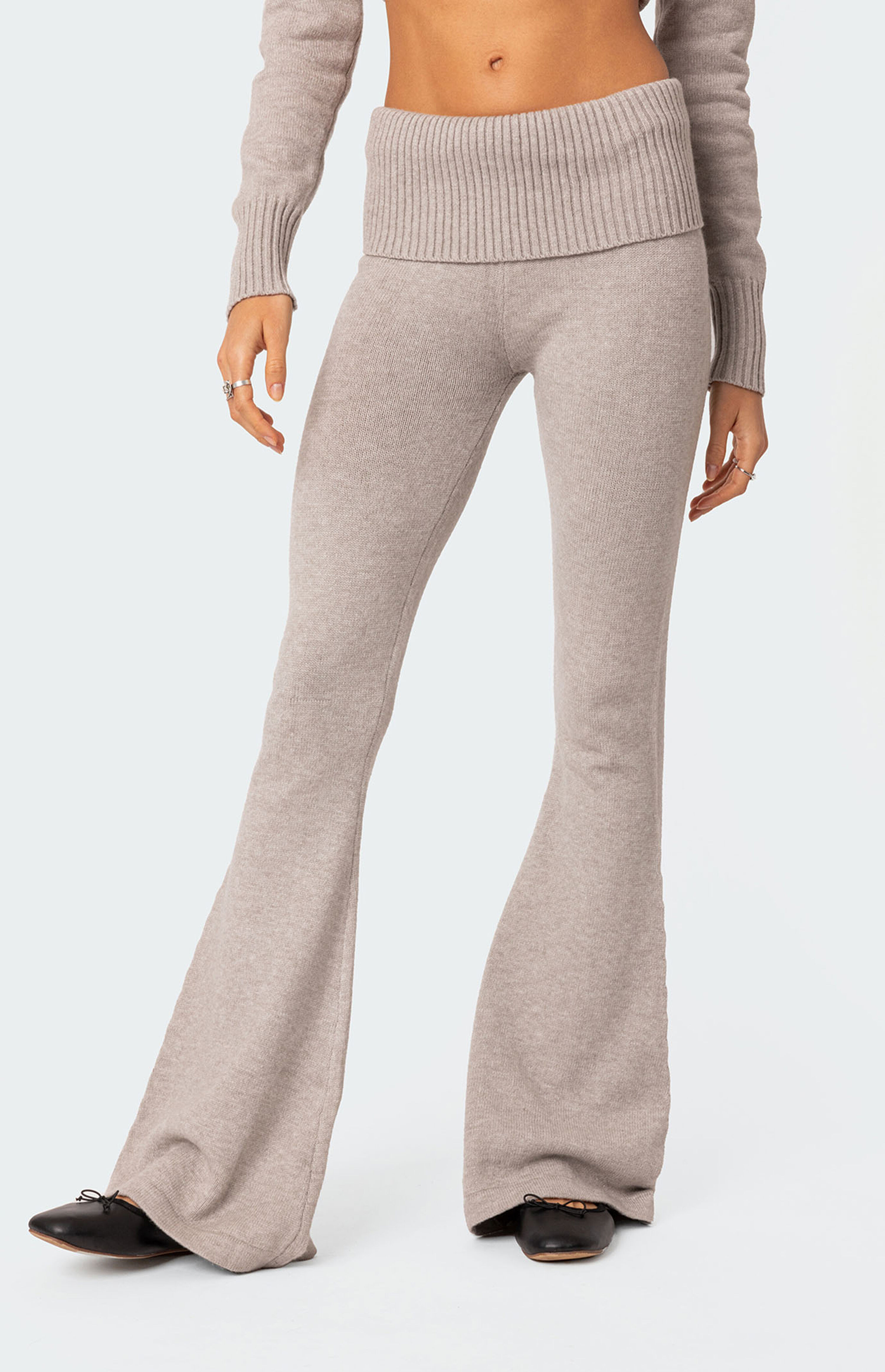 Edikted Desiree Knitted Low Rise Fold Over Pants | PacSun