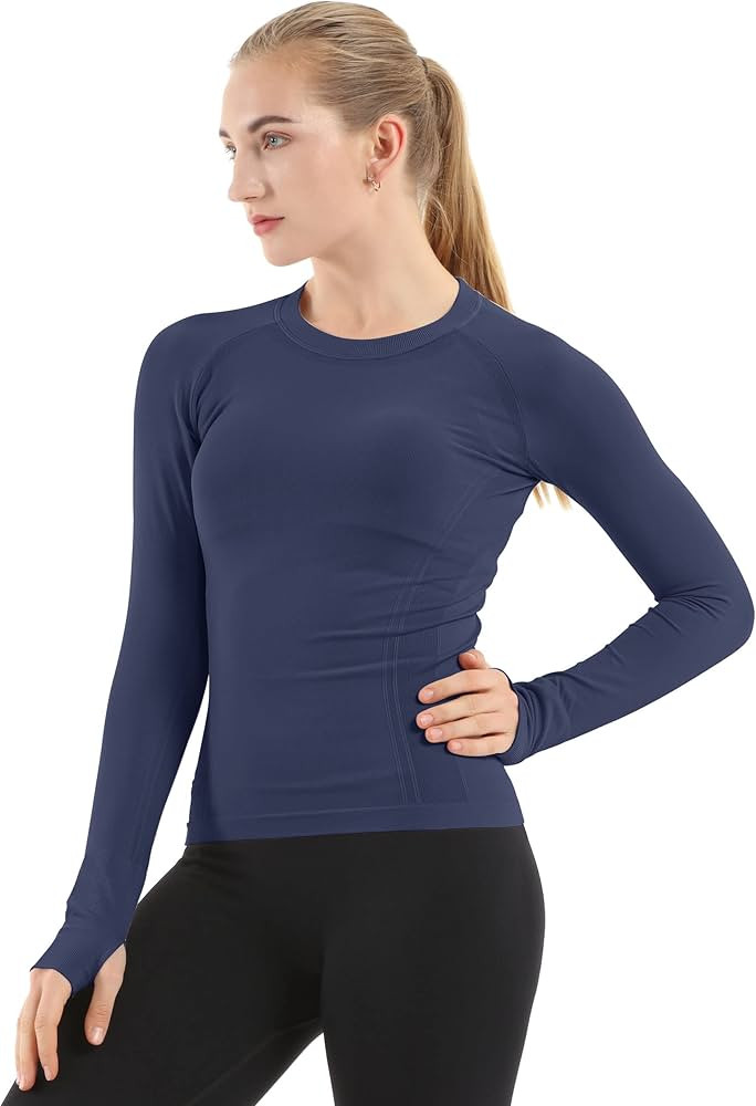 MathCat Seamless Workout Shirts for Women Long Sleeve Yoga Tops Sports Running Shirt Breathable A... | Amazon (US)