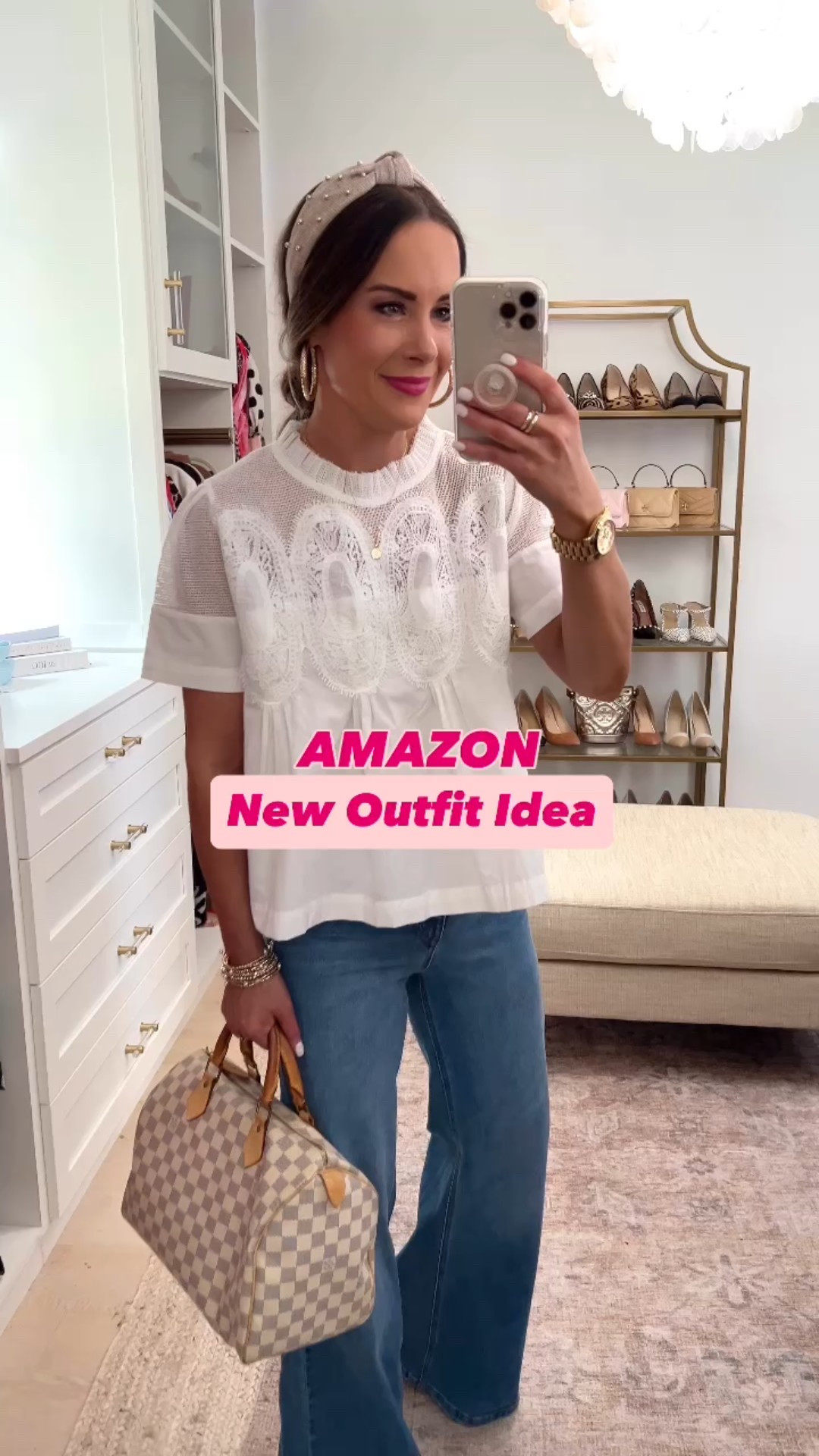 I’m wearing size S in top and 4 in jeans. Bags are on sale too!!! 