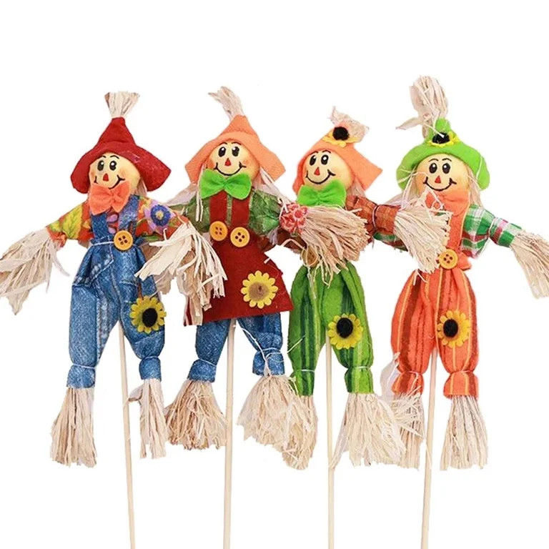 Set of 4 Colorful Scarecrow Picks for Fall Harvest, Thanksgiving, Garden Decoration, Party Suppli... | Walmart (US)