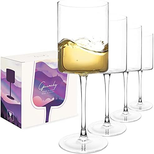 Gnimihz Wine Glasses Set of 4 - 16oz Cylindrical Red White Wine Glass, Made from Lead-Free Premiu... | Amazon (US)