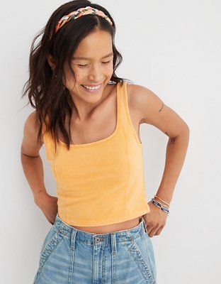 Aerie Corset Cropped Tank Top | American Eagle Outfitters (US & CA)