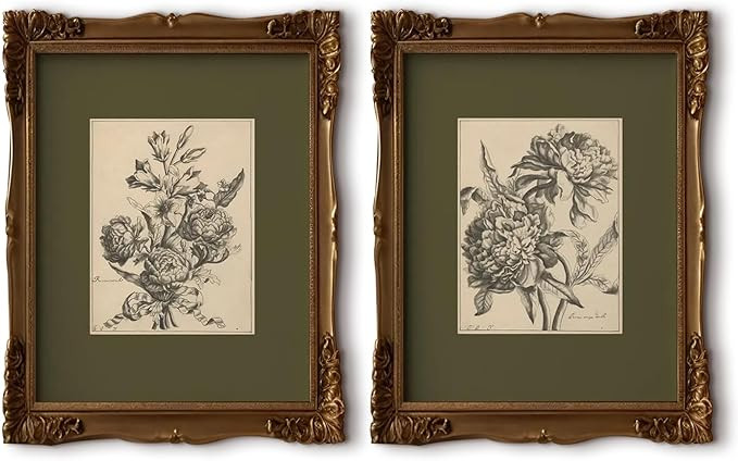 Flower Sketch Wall Art Sage Green Floral Canvas Poster Vintage Botanical Wall Decor Peony Flower ... | Amazon (US)