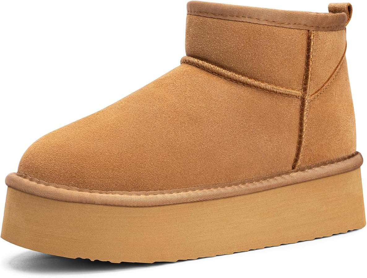 Bybmorto Platform Mini Boots for Women- Mini Ankle Winter Boots Suede Leather with EVA Material S... | Amazon (CA)