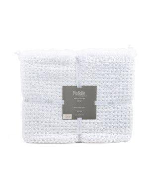 Made In Portugal Waffle Frayed Edge Coverlet | TJ Maxx