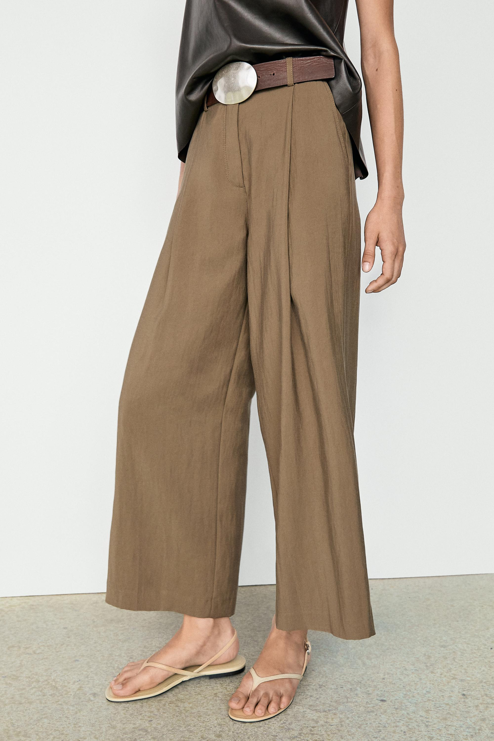 Flowing cropped wide-leg pants | Massimo Dutti UK