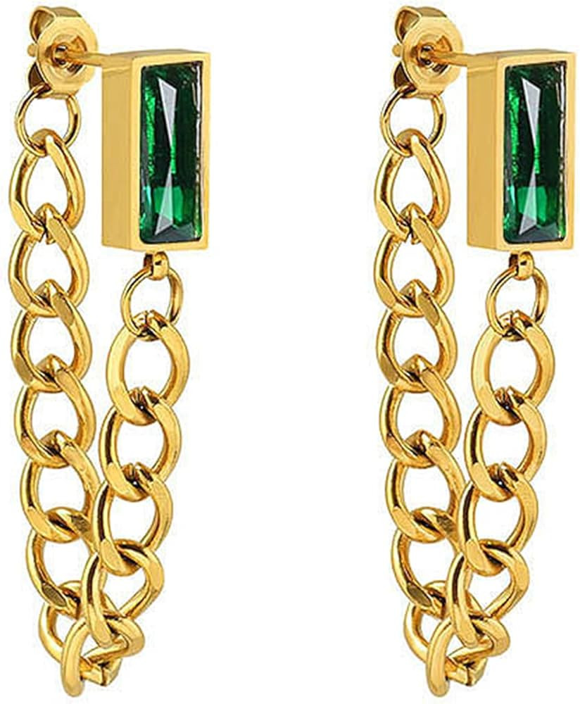 Gold Hoop Earrings for Women, 18K Gold Plated Large, Minimalist U-shaped Earrings for Personalize... | Amazon (US)