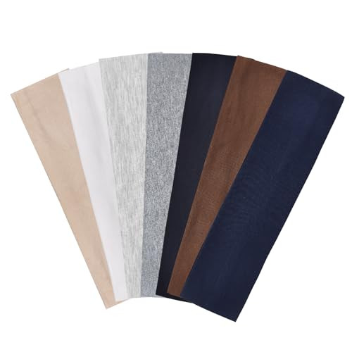 Women's Non-Slip Headbands 7-Pack - Soft and Stretchy Cotton Hair Bands for Workout, Yoga, and Running - Sweat-Wicking and Breathable | Amazon (US)