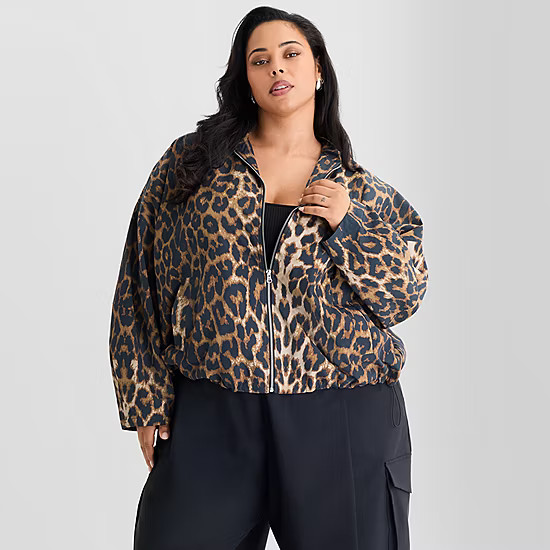 new!Ashley Graham Nylon Womens Plus Bomber Jacket | JCPenney