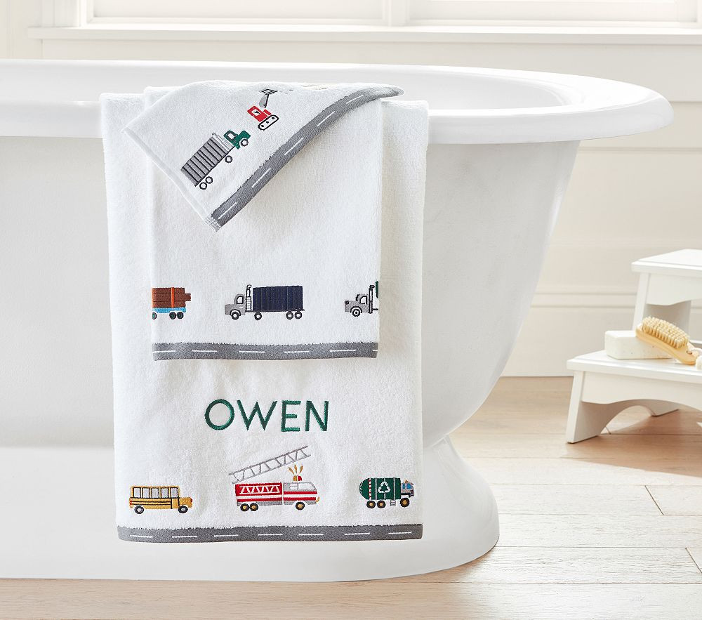 Busy Trucks Bath Towels | Pottery Barn Kids