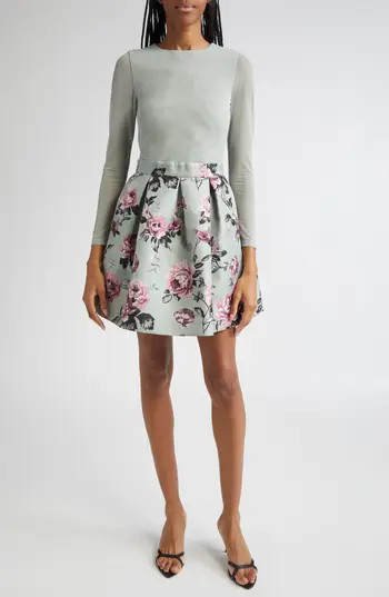 Alice + Olivia Chara Long Sleeve Party Dress in Sage Multi at Nordstrom Rack, Size 4 | Nordstrom Rack