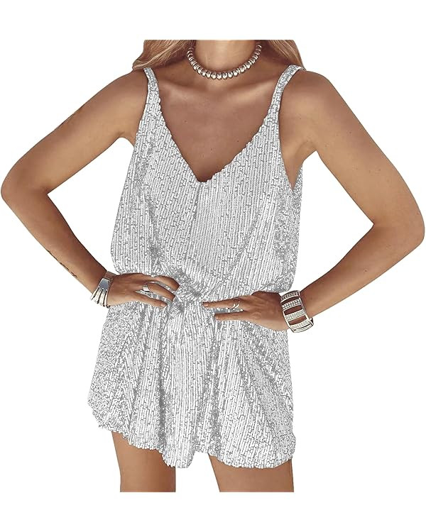 Sexy Elegant Women Sequin Gallus, V Neck Sparkle Shift Dress | Amazon (US)
