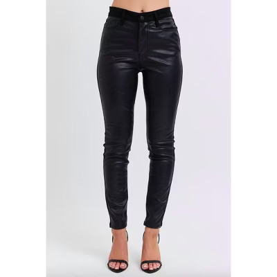Women's Faux Leather & Denim Skinny Jeans - Judy Blue 30 | Target